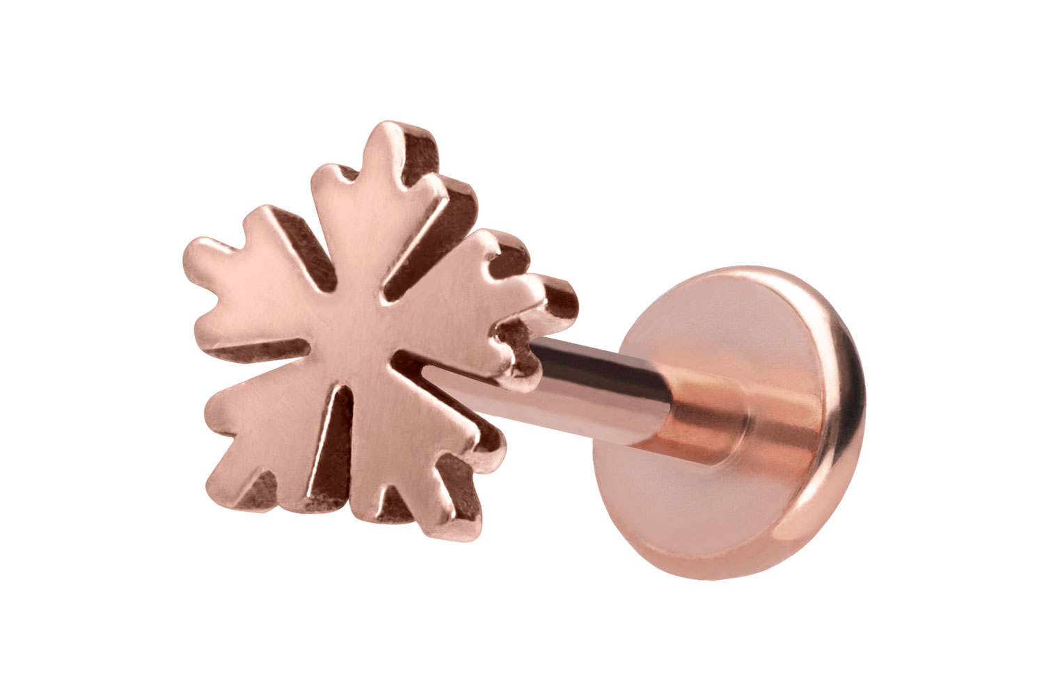 Titan Labret Piercing mit Push Fit SCHNEEFLOCKE